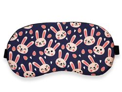 Maska na spanie Ružový zajačikovia na modrom pozadí