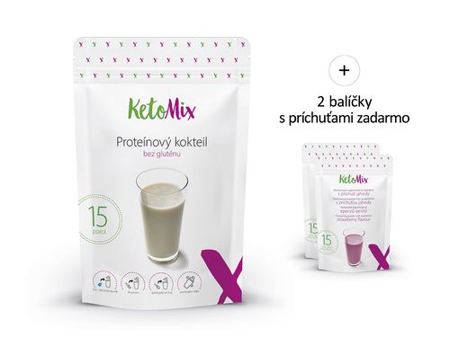 KetoMix Proteínový kokteil (15 porcií) 450 g Druhá príchuť koktailu: kokos, Prvá príchuť koktailu: čokoláda