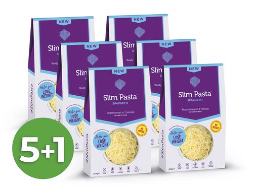 Výhodný balíček konjakových špagiet Slim Pasta bez nálevu 5+1 zadarmo