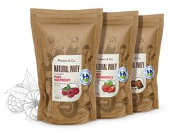 Protein&Co. NATURAL WHEY prémiový proteín bez chémie 2 kg Príchuť 1: Italian cocoa, Príchuť 2: Dried strawberries