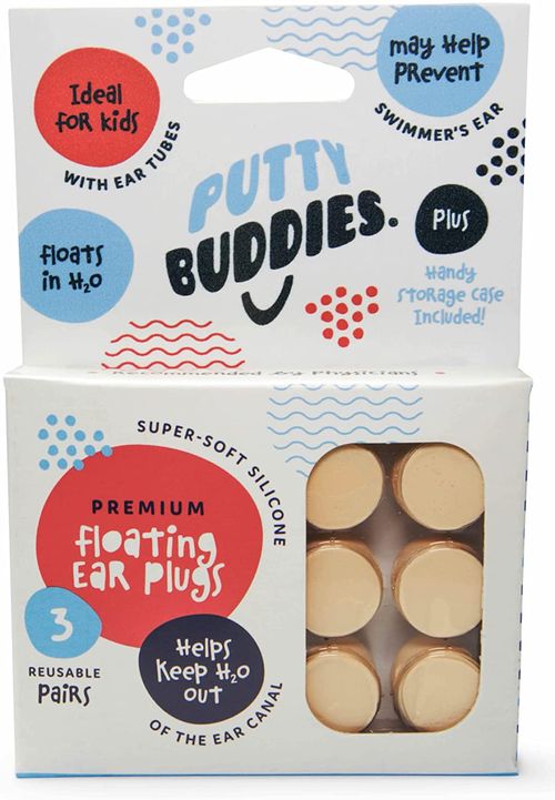 Putty Buddies - 3 páry Plávajúce silikónové štuple do uší Farba: Béžová