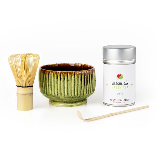 Matcha Day balík - Tradičná príprava zelený čaj - BIO Kasai 50g (plechovka) Farba misky (chawan): zelená