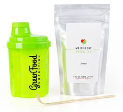 Matcha Day balík shaker zelený čaj - BIO Jimen 100 g (ALU sáčok) Gramáž čaju: 50g