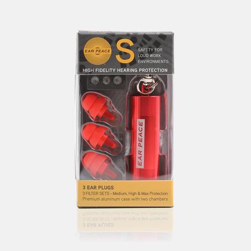 EarPeace S Štuple proti hluku Farba puzdra: červená, Veľkosť štupľov: Štandardné